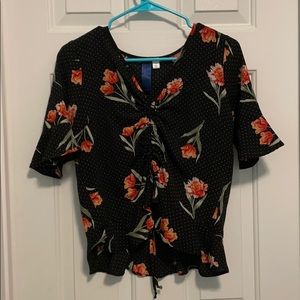 Black flowery shirt
